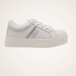Liu-Jo ALICIA 47 scarpa bambina sneakers bianca con glitter color argento ai lati 