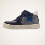 Naturino HESS HIGH  scarpa bambina sneaker alta alla caviglia in pelle color blu/grigia
