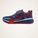 Geox J26FEB scarpa bambino sneaker in ecopelle/tessuto blu e rosso uomo ragno