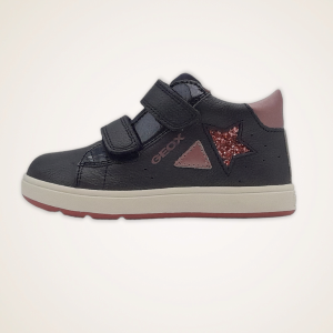 Geox B254CA scarpa bambina sneaker in pelle color blu scuro stella in glitter chiusura a strappo