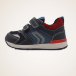 Geox B150RB scarpa bambino sneaker in ecopelle e camoscio color blu scuro chiusura a strappo